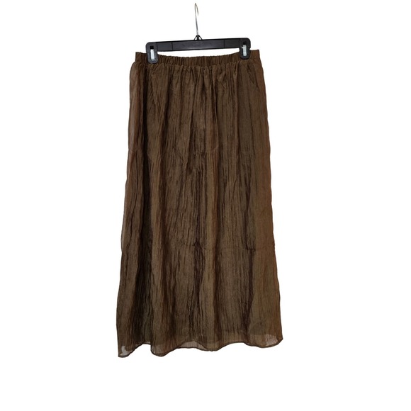 Zara Crinkle Midi Skirt Brown Size M NWT - Picture 3 of 5